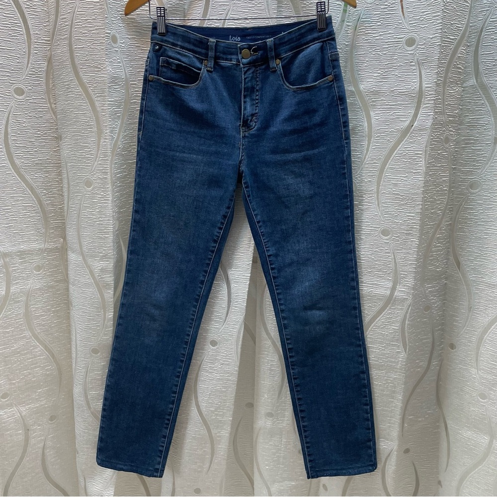 Lois Straight Leg Jeans Womens 27 Dark Wash Blue Good Comfort‎ Waist Stretch